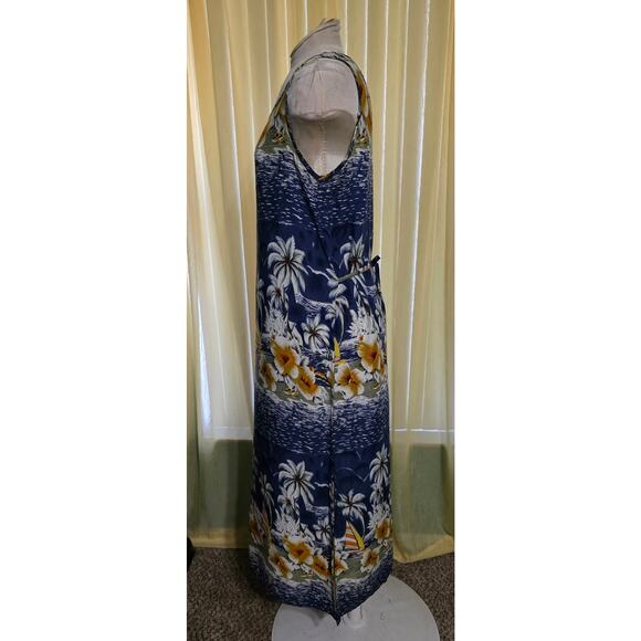 Vintage Paradise Bay Tropical Hawaiian Dress Women M Long Floral Sleeveless - Picture 2 of 5